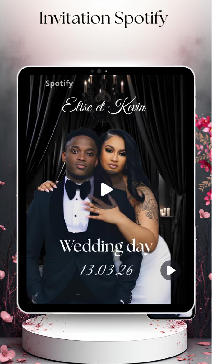 Faire-part numérique Invitation Spotify — Elise & Kevin